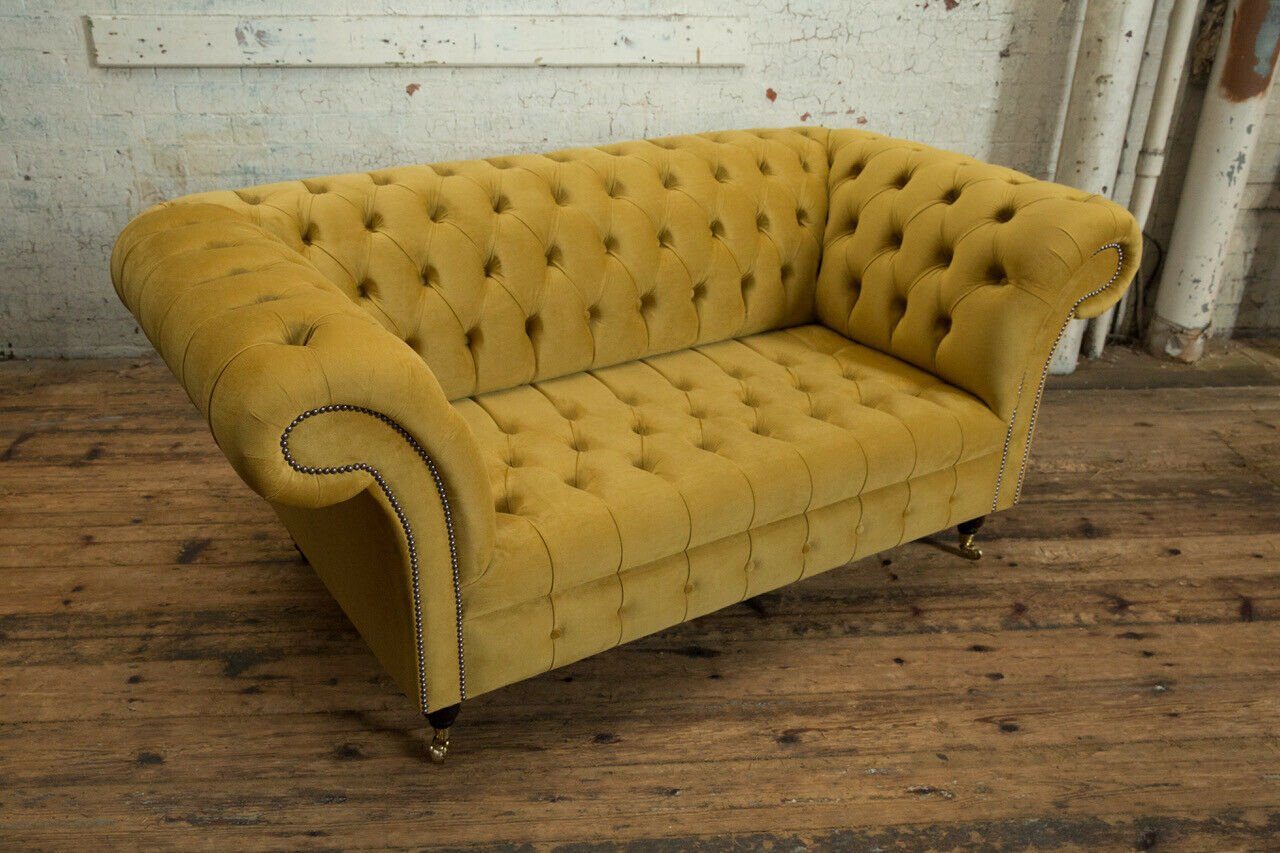 Chesterfield-Sofa, Designer Sofa Couchen Gelb Sofas JVmoebel Polster Chesterfield 2 Sitzer