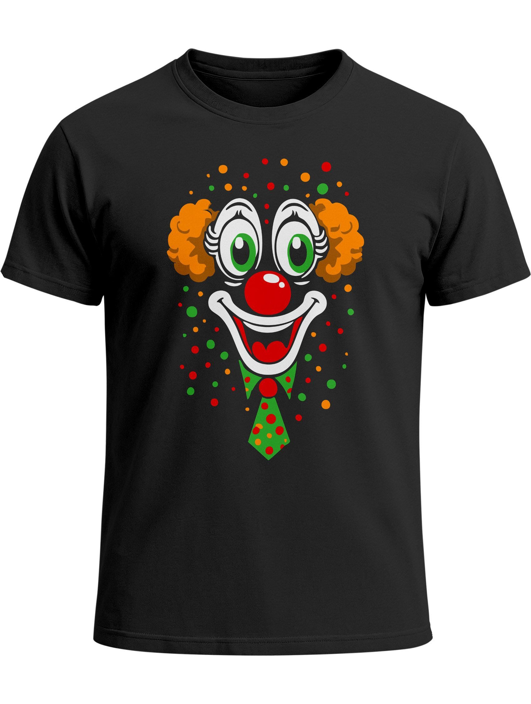 Print-Shirt Herren T-Shirt Clown Gesicht Fasching Karneval Kostüm-Ersatz