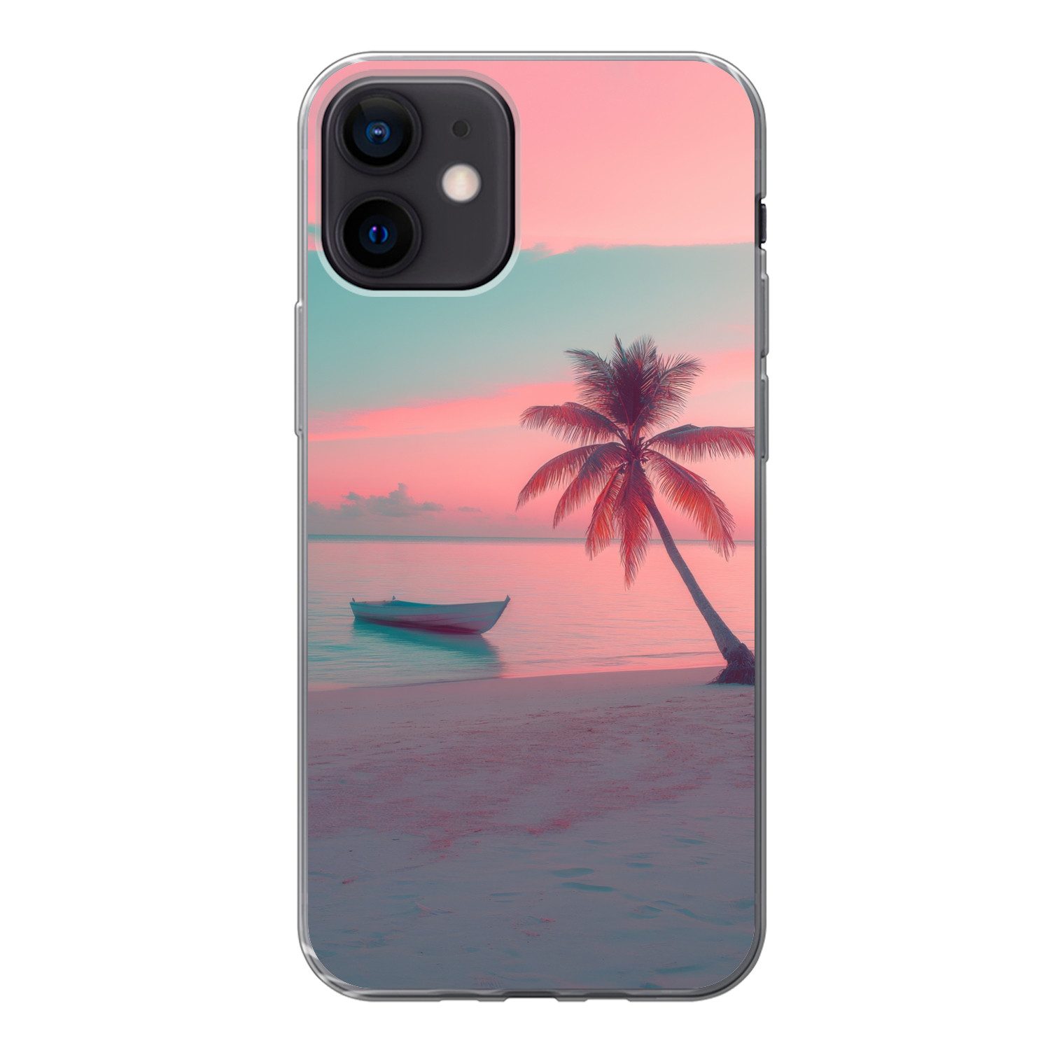 MuchoWow Handyhülle für Apple iPhone 12 Meer - Boot - Sonnenuntergang, Smartphone-Bumper, Print, Handy Schutzhülle Dünn