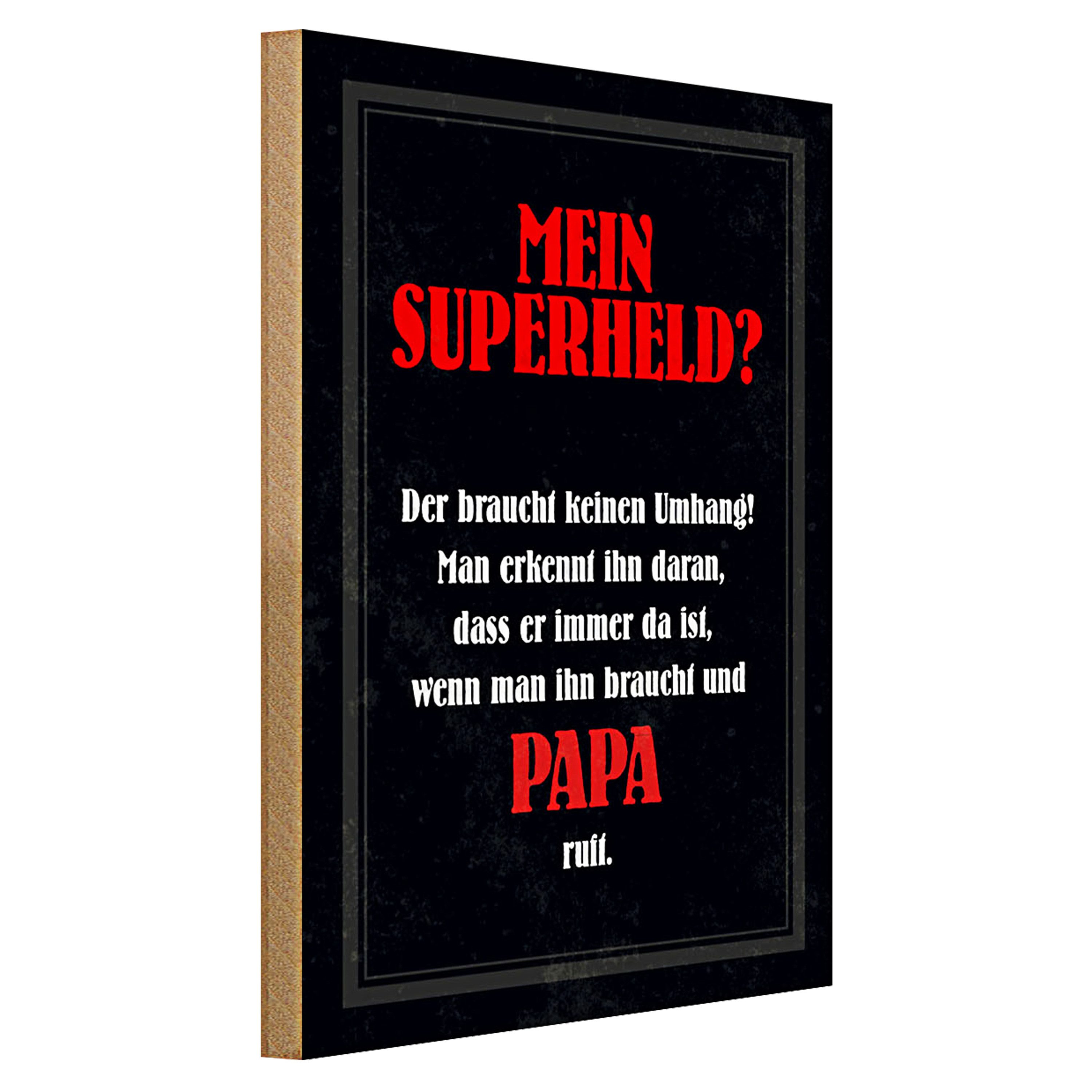 Roomando Holzbild Spruch 30x40cm mein Superheld Papa