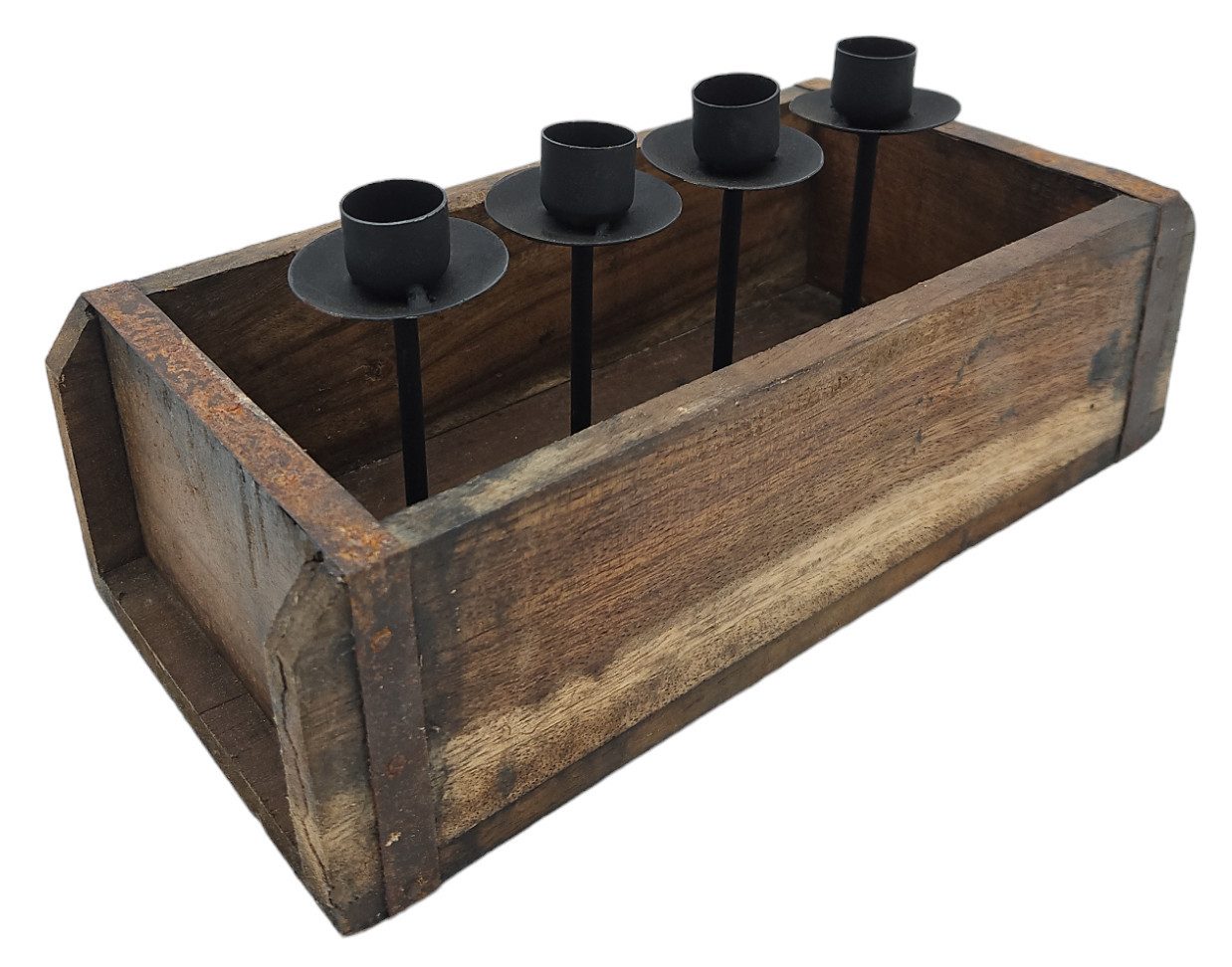 Meinposten Kerzenhalter Kerzenständer Landhaus Holz Metall Tablett Ziegelst günstig online kaufen