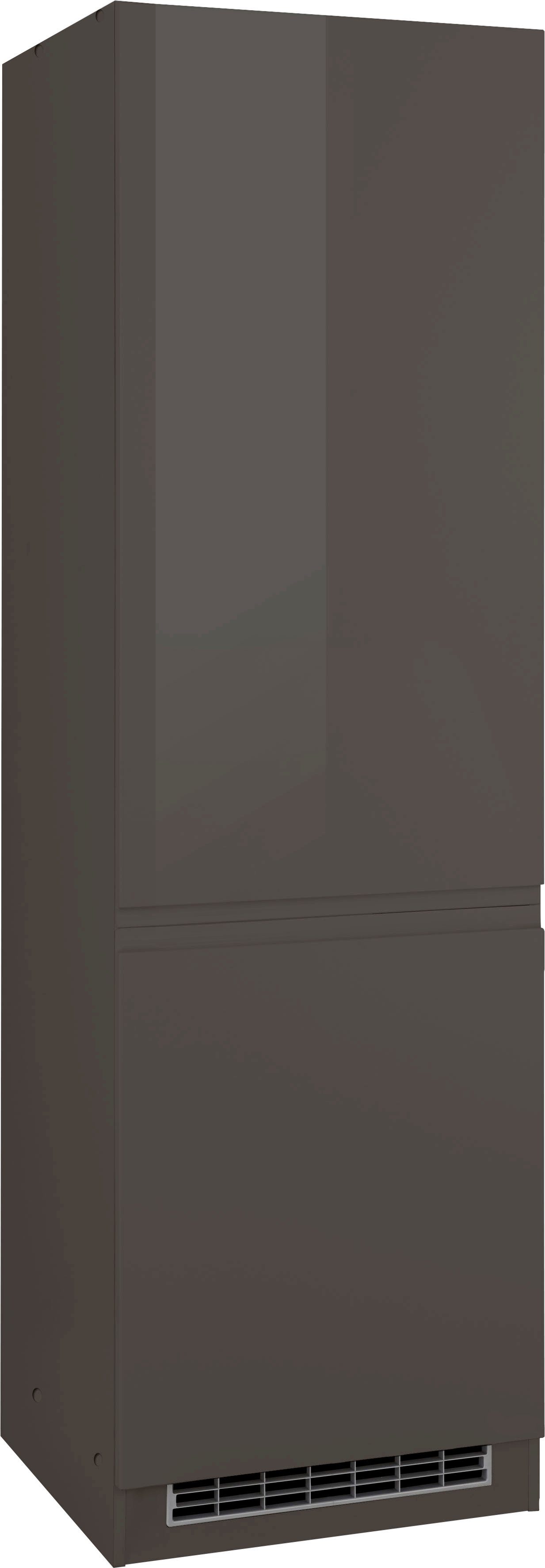 HELD MÖBEL Kühlumbauschrank Virginia 200 cm hoch, 60 cm breit, Nische für Kühlschrank B/H/T: 56/178/55 cm grau Hochglanz | grafit
