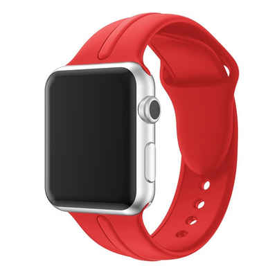 CoverKingz Smartwatch-Armband »Sportarmband für Apple Watch 45/44/42mm Silikon Armband Series 7/6/SE/5/4 Rot«, Schnallenverschluss