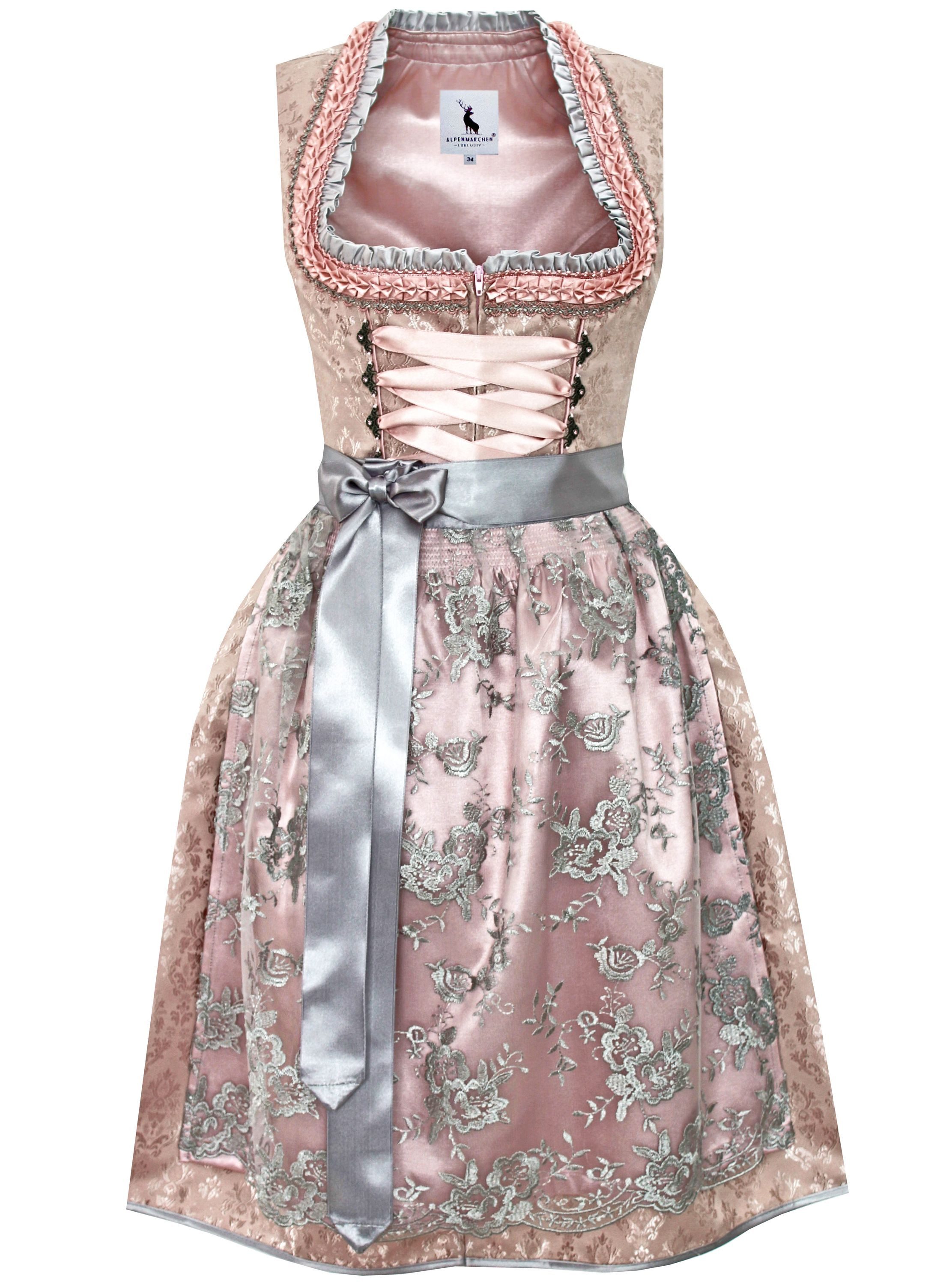 Alpenmärchen Dirndl Dirndl Svea in rosa und grau - ALM902
