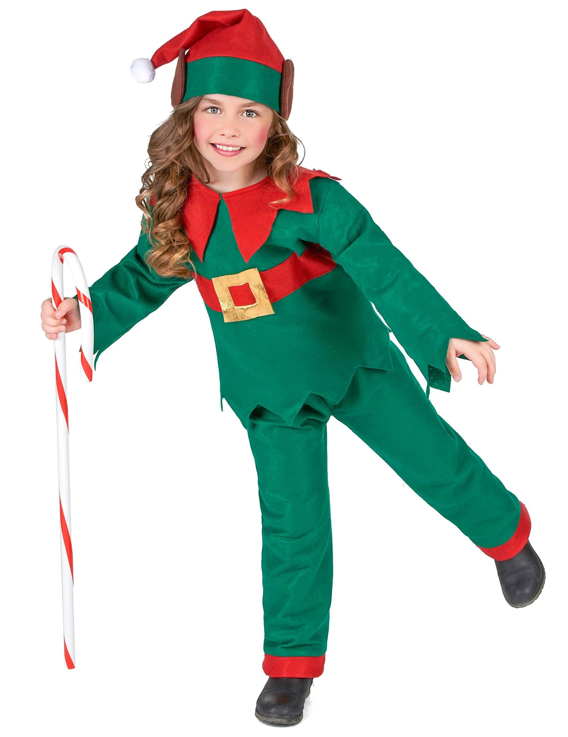 JADEO Kostüm Süsser Weihnachtself Kinderkostüm grün-rot