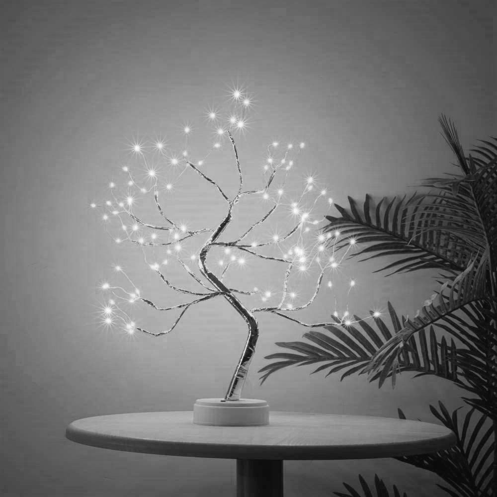 MUPOO LED Baum Künstlicher LED Bonsai Tischleuchte Dekolicht, USB-/Batterie-betrieben, 108 LEDs Kupferdrahtbaum, LED fest integriert, mit Touch-Schalter