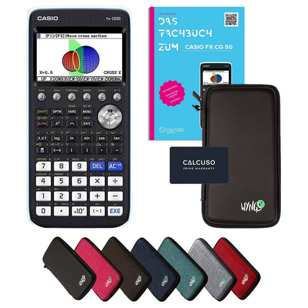 CASIO Taschenrechner fx-CG50 Grafikrechner inkl. Schutztasche Schwarz & Fachbuch (92S)