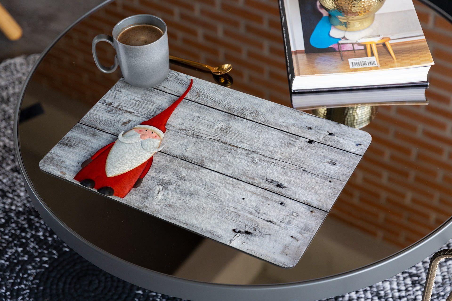 matches21 HOME & HOBBY Platzset Abwaschbare Tischsets 4er Set Weihnachten Nikolaus Holz-Optik, (4-St), Platzsets als Tisch-Untersetzer und Tisch-Deko für Esstisch Teller