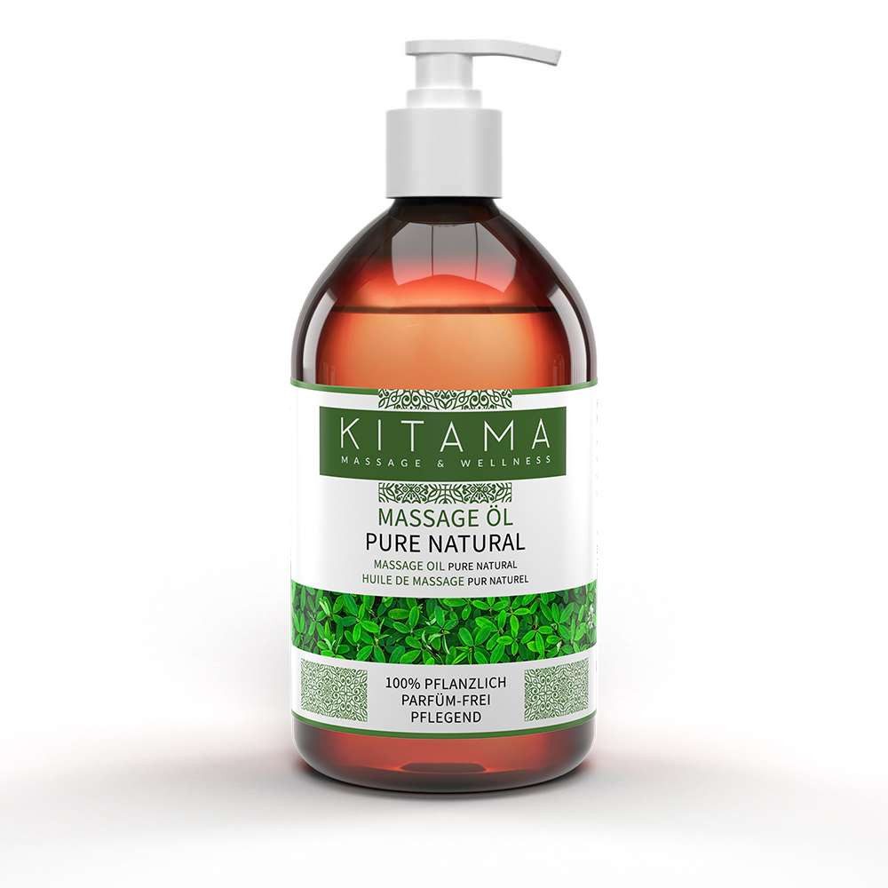 Kitama Massageöl Pure Natural - 100% natürlich & parfüm-frei, Pflege-Öl Körperöl vegan, Neutrales Massageöl