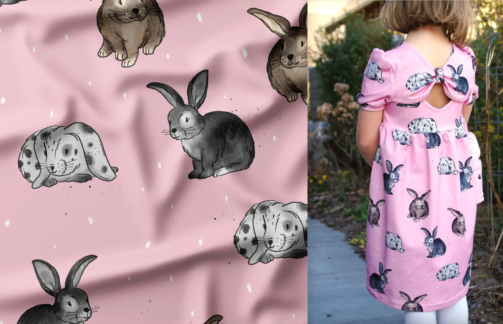 Leylas Welt Stoff Stoff Jersey Löffelbande Kaninchen Hase Katzengold Design, Reaktivdruck