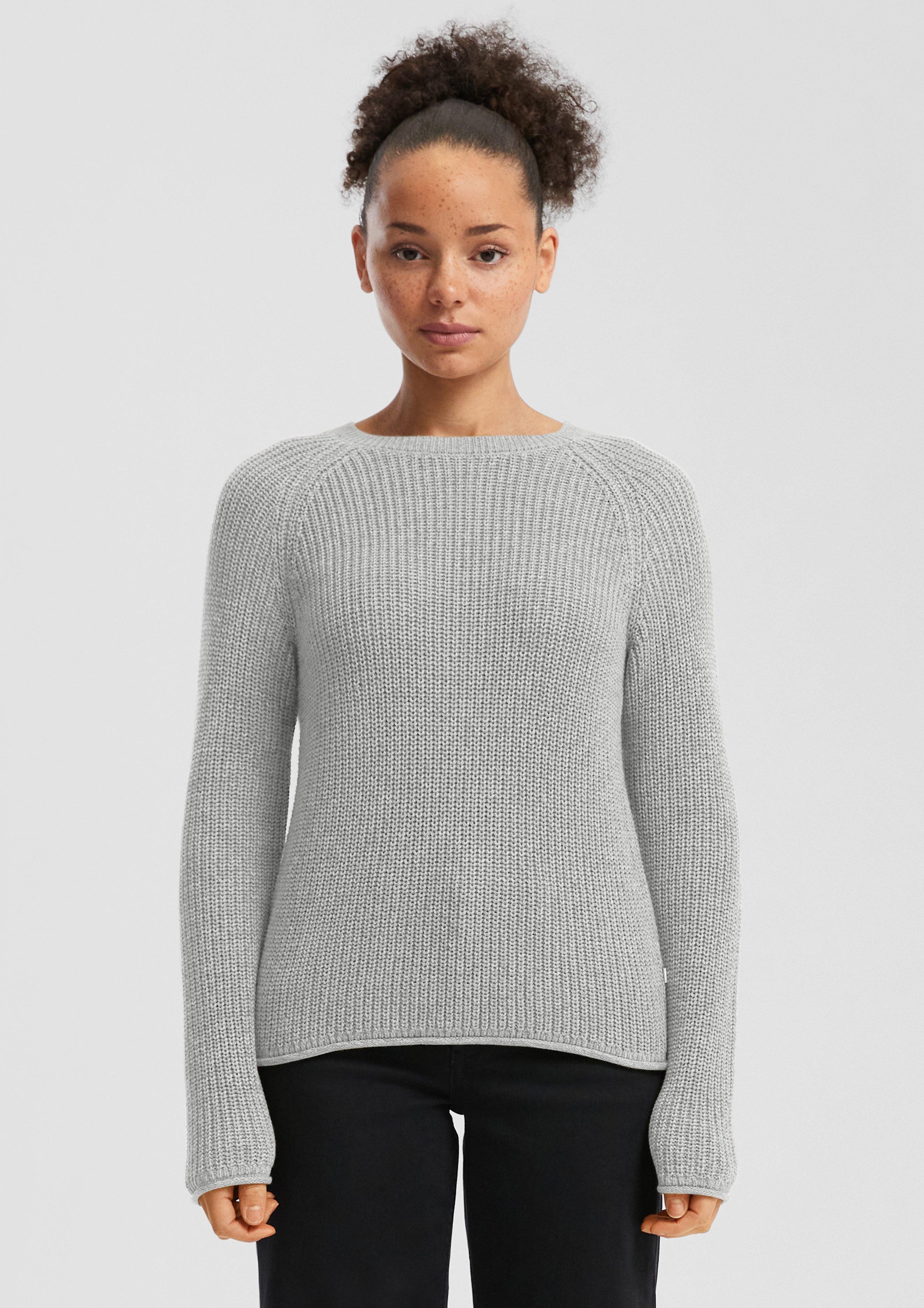 Strickpullover Melierter Strickpullover mit Raglanärmeln