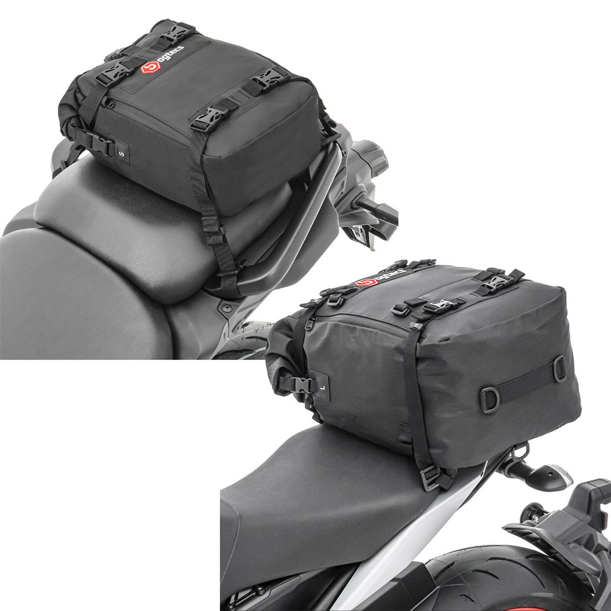 Bagtecs Reisetasche Set: Motorrad Hecktasche KH1 # Rucksack 10 Liter schwarz + Motorrad He