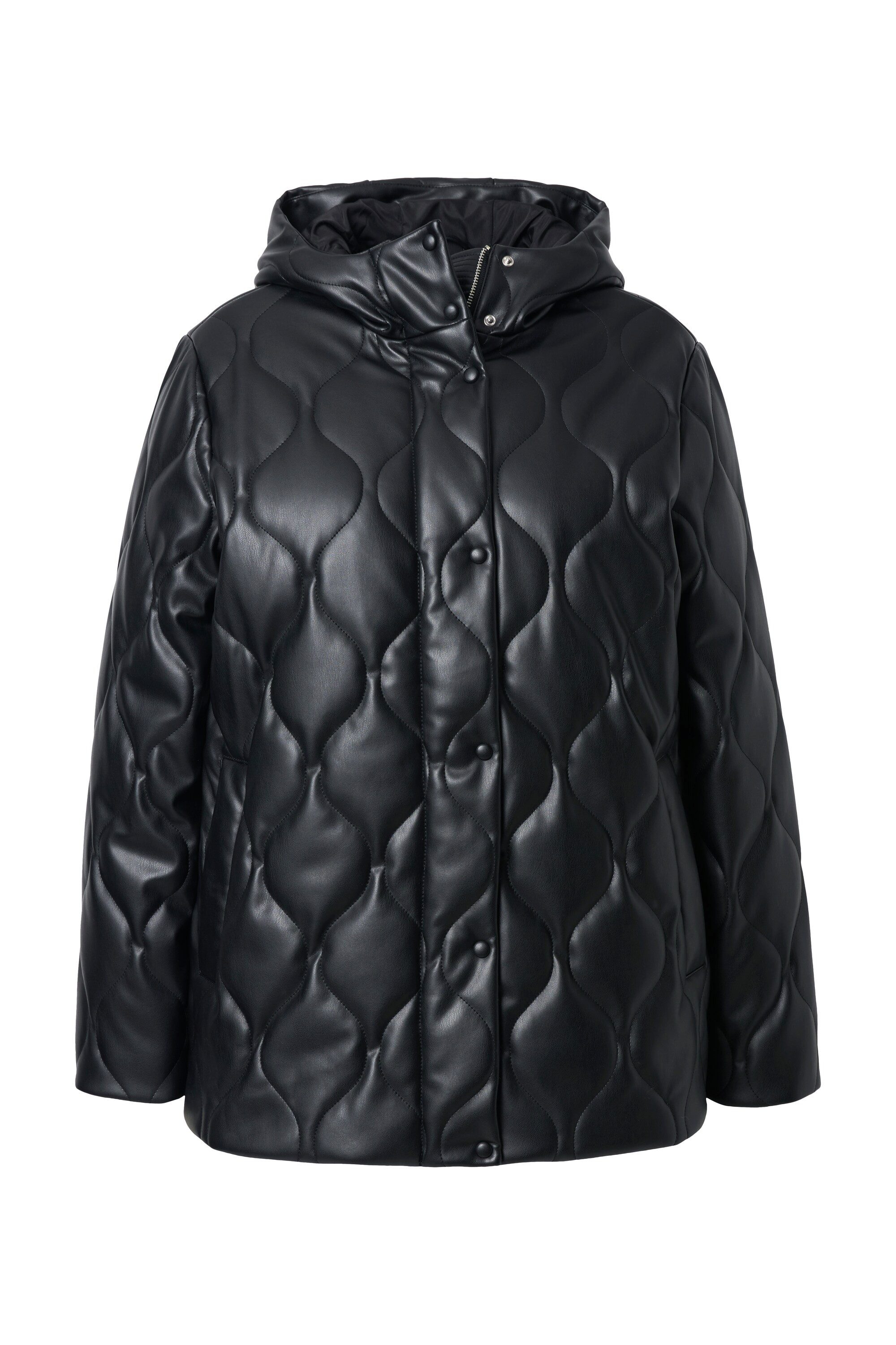 Steppjacke Lederoptik-Steppjacke Wellenstepp 2-Wege-Zipper