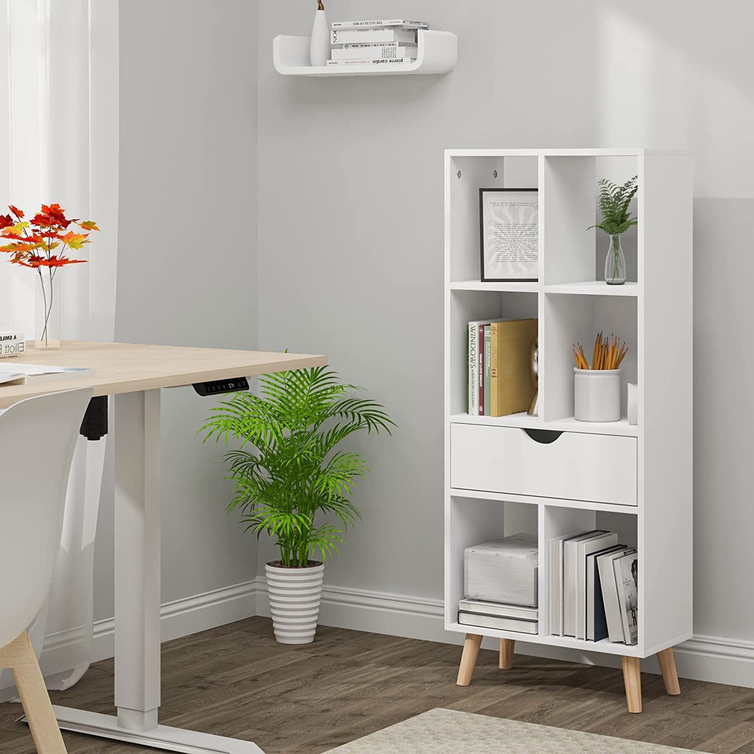 EUGAD Bücherregal, 1-tlg., Raumteiler Aktenregal mit Schublade, aus MDF, We günstig online kaufen