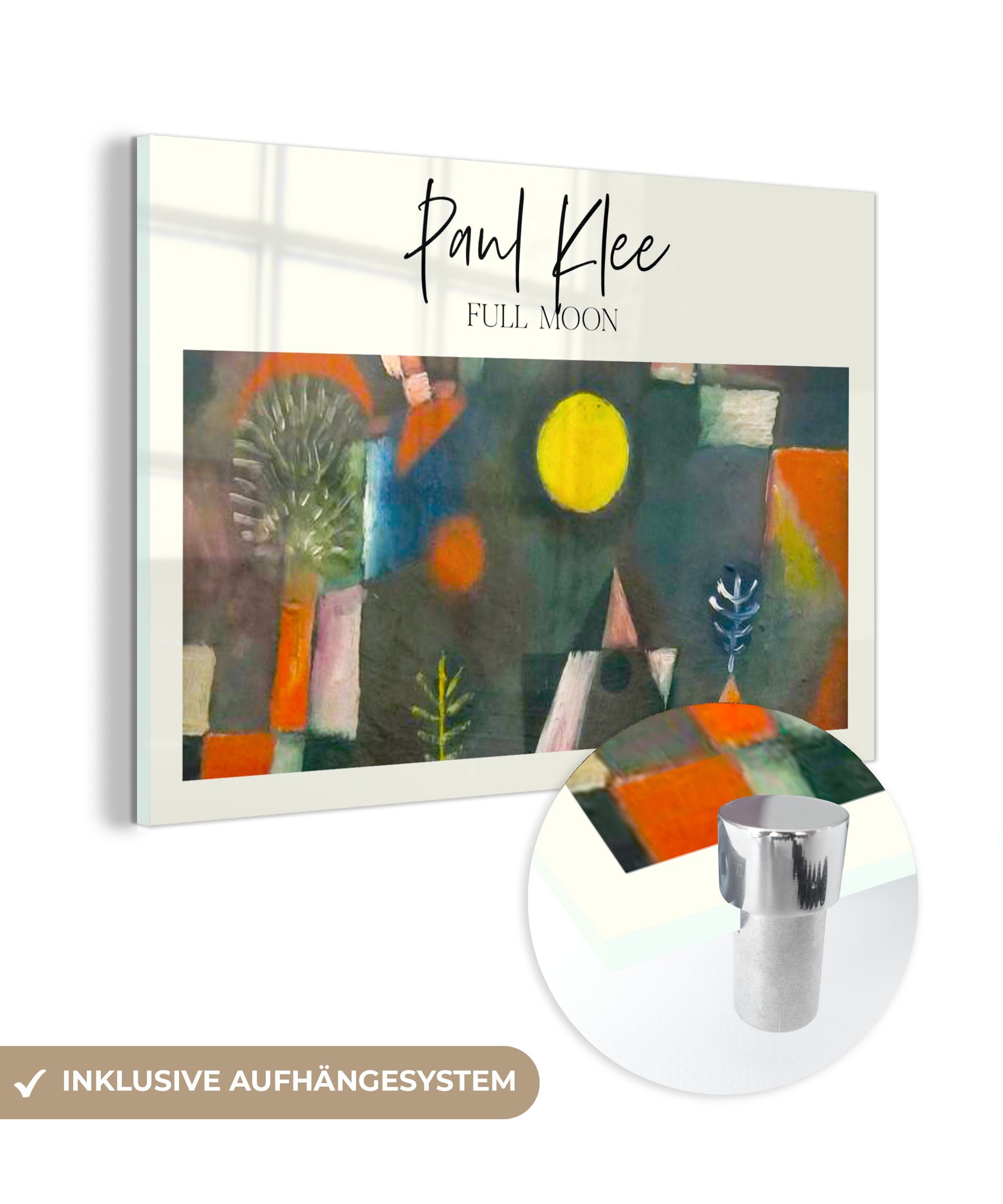 MuchoWow Acrylglasbild Paul Klee - Gemälde - Vollmond, (1 St), Acrylglasbilder Wohnzimmer & Schlafzimmer
