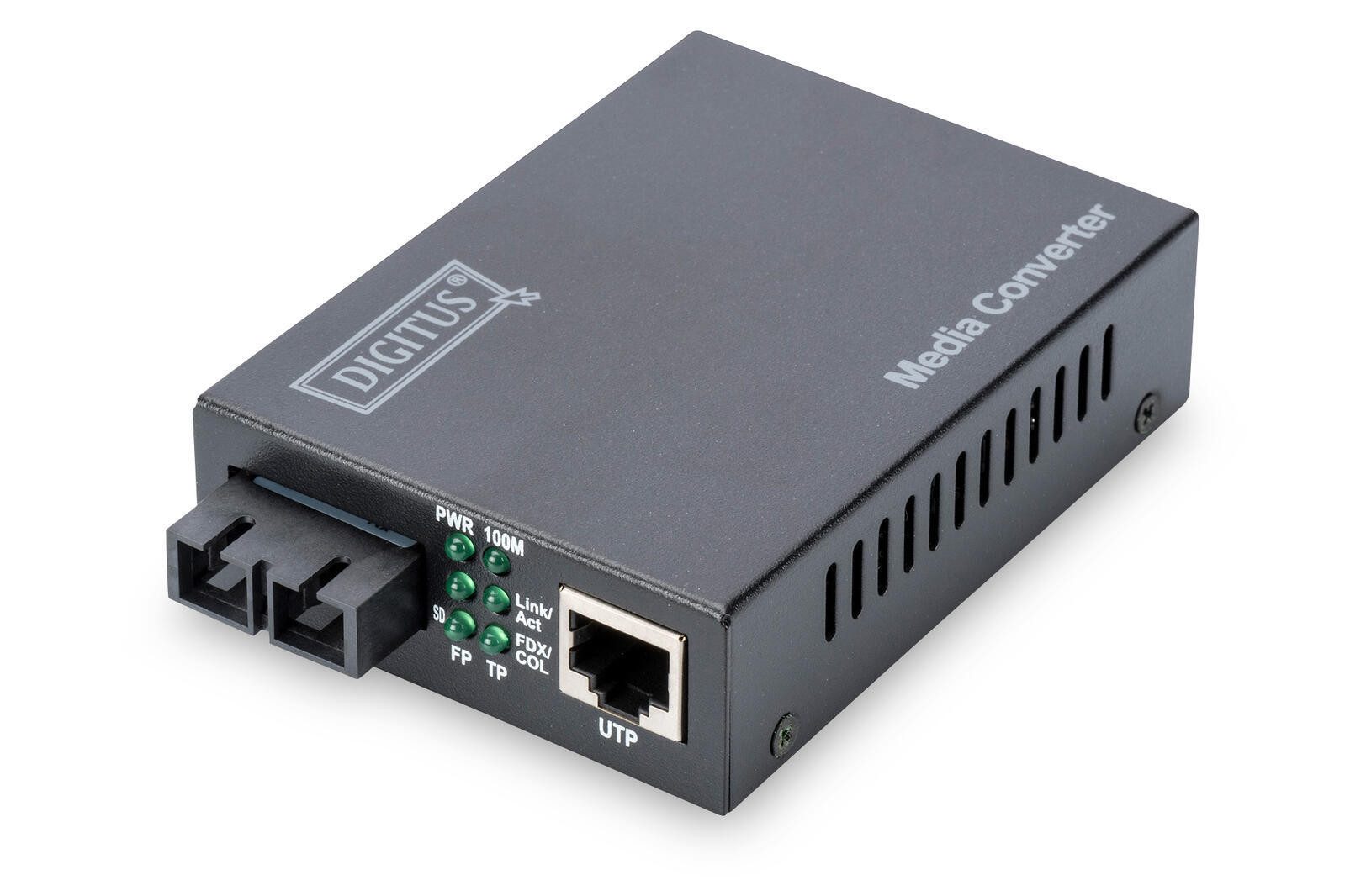Digitus PC-Lüfter Hub Fast Ethernet Medienkonverter, RJ45 / SC