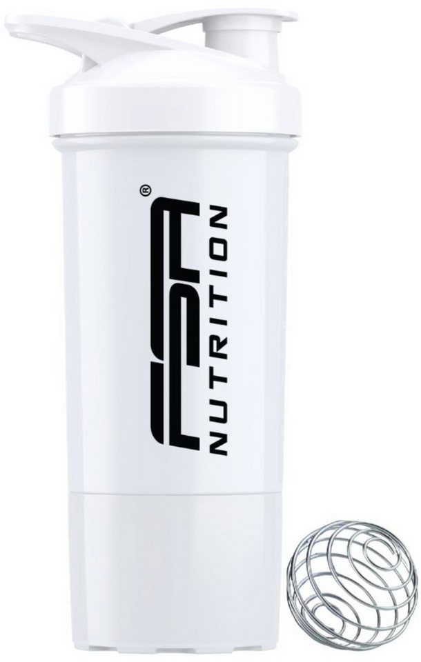 FSA NUTRITION Protein Shaker mit Pulverfach & Mischkugel - Auslaufsicher & Spülmaschinengeeignet, Shaker mit Pulverfach, Skala und Mischsieb - für Krafttraining