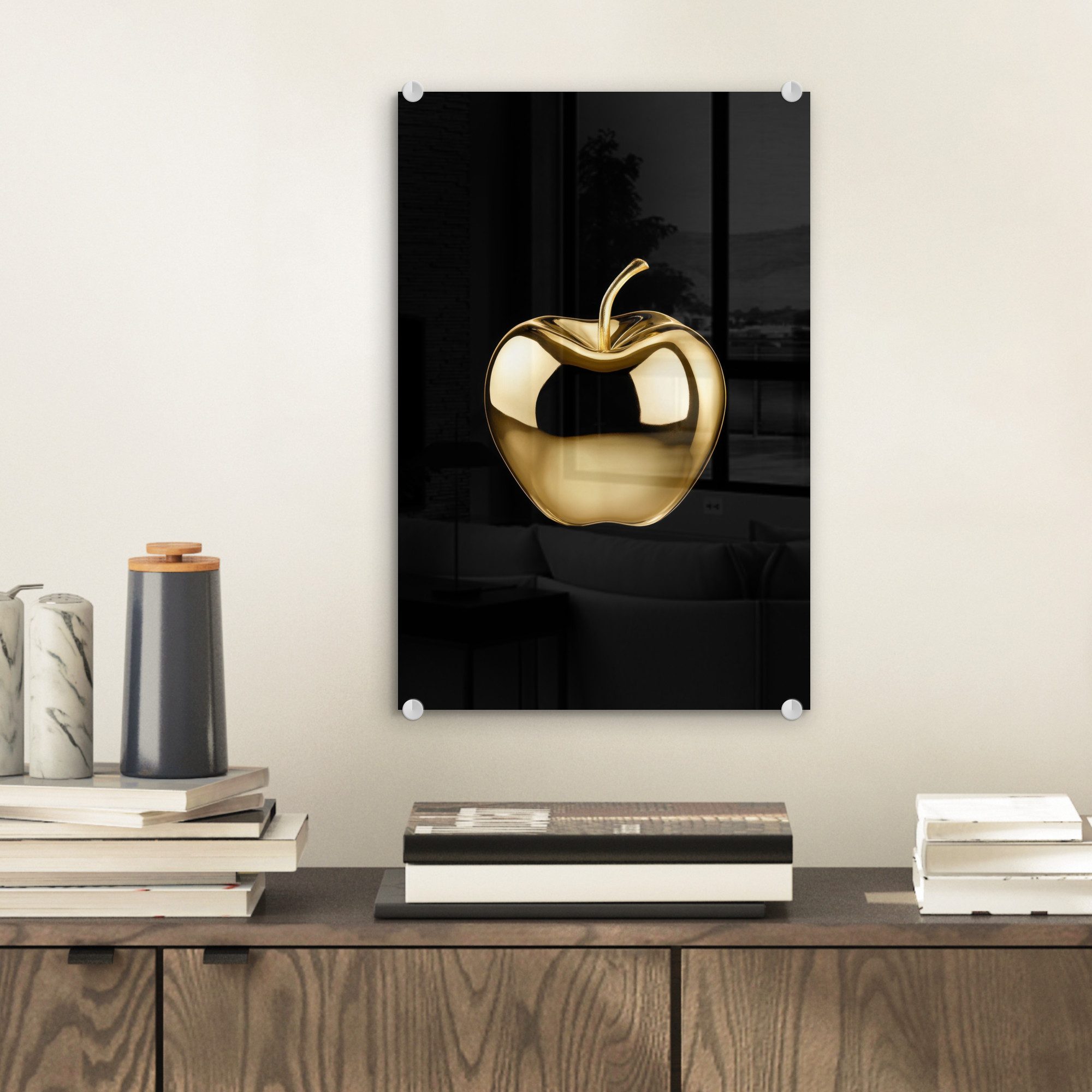 MuchoWow Acrylglasbild Apfel - Gold - günstig online kaufen