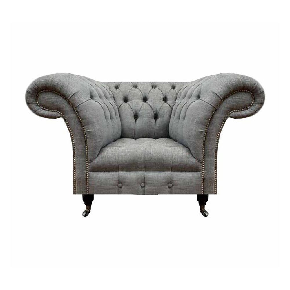 Xlmoebel Chesterfield-Sessel Luxuriöser grauer Stoff-Sessel im klassischen Chesterfield-Stil (Sessel), Hergestellt in Europa