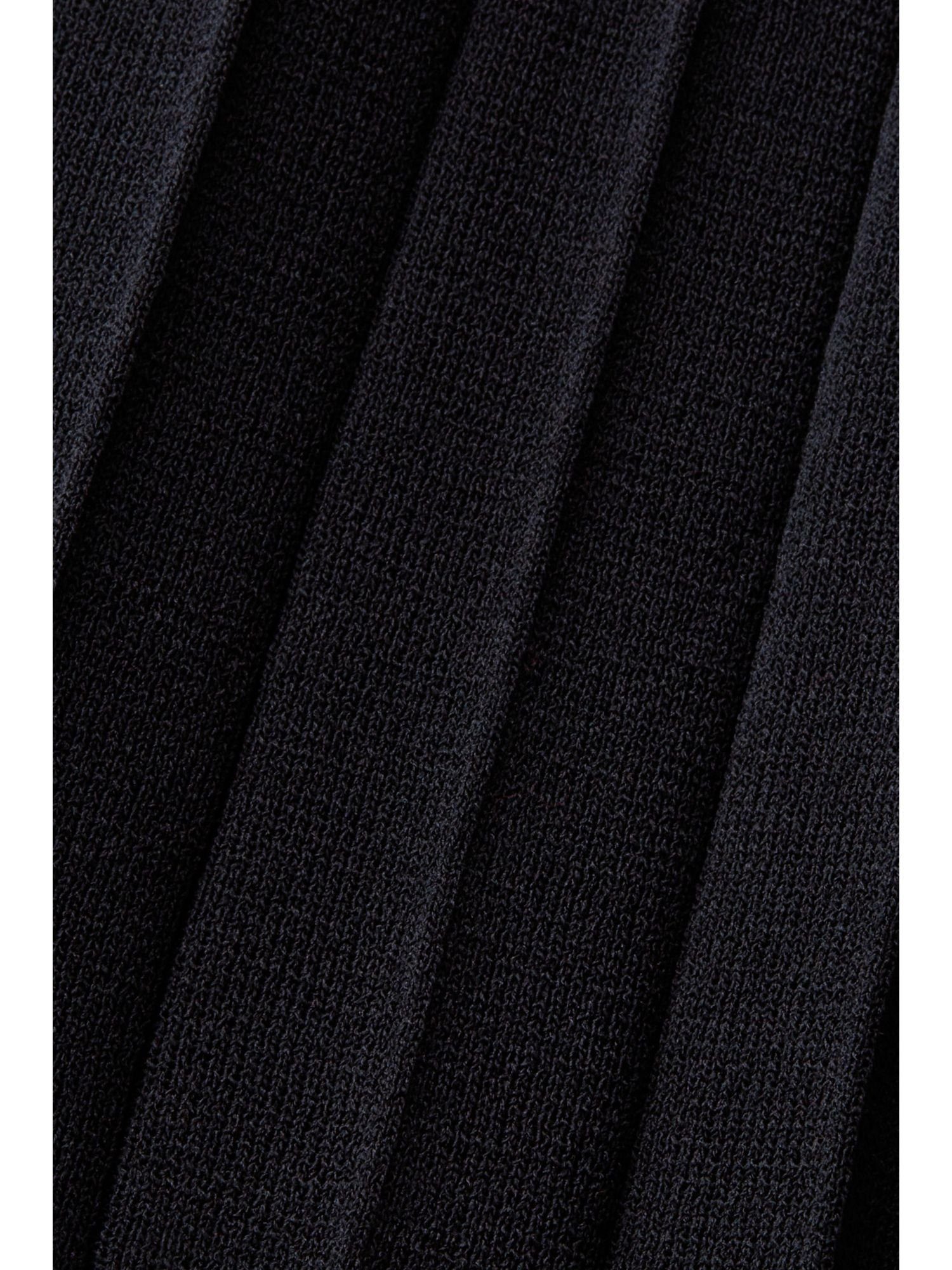 Plissiertes, BLACK Rundhals Maxikleid Minikleid Esprit mit ärmelloses