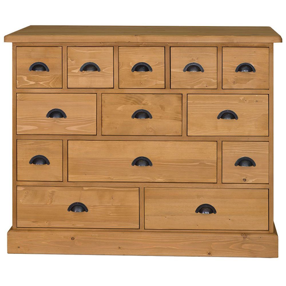 Massivholzmoebel-Becker Apothekerschrank Apothekerschrank aus Massivholz - Kommode mit 13 Schubladen