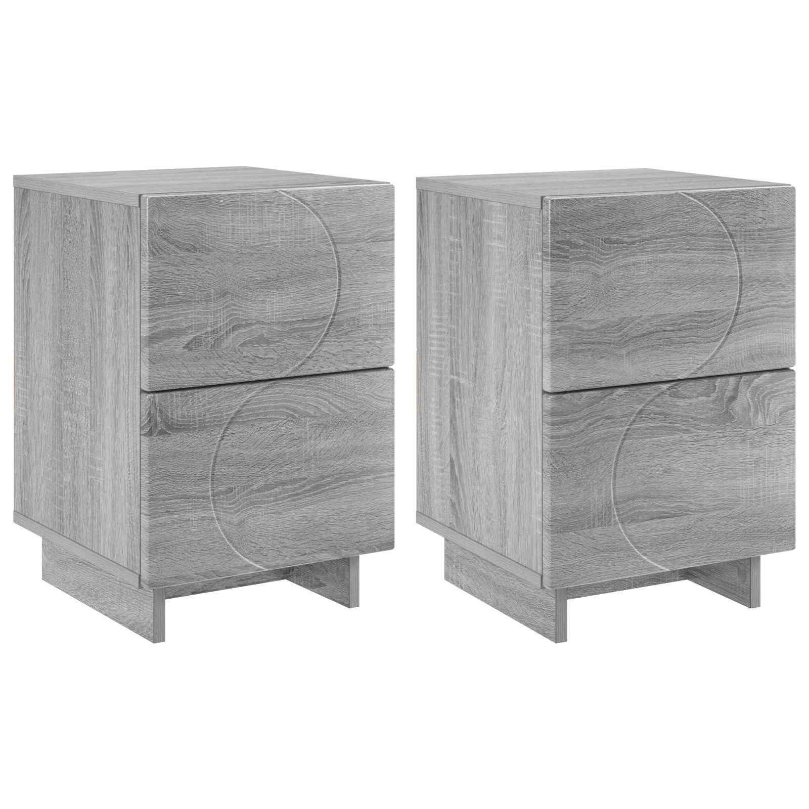 vidaXL Nachttisch Nachttisch 2 Stk. Sonoma-Grau 33,5 x 34,5 x 50 cm Holzwerkstoff (2-St)