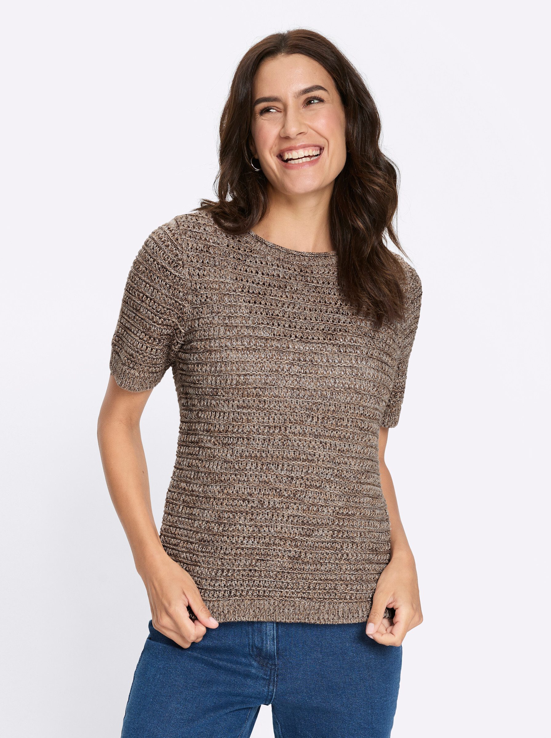 Witt Strickpullover Baumwoll-Pullover Kurzarm Grobstrick günstig online kaufen