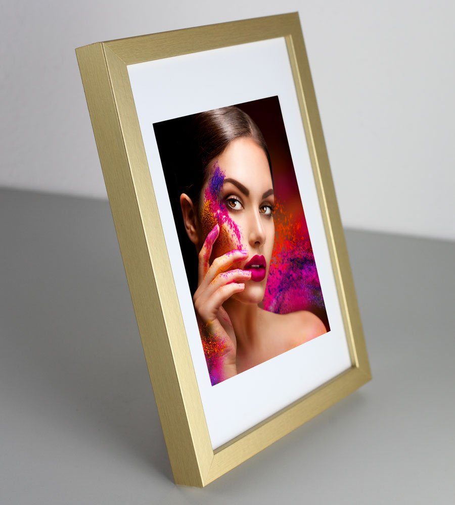 Rahmen IDEAL Gold Collage Plexi Foto Lifestyle Bilderrahmen Poster Bilderrahmen TREND Wanddeko Holz