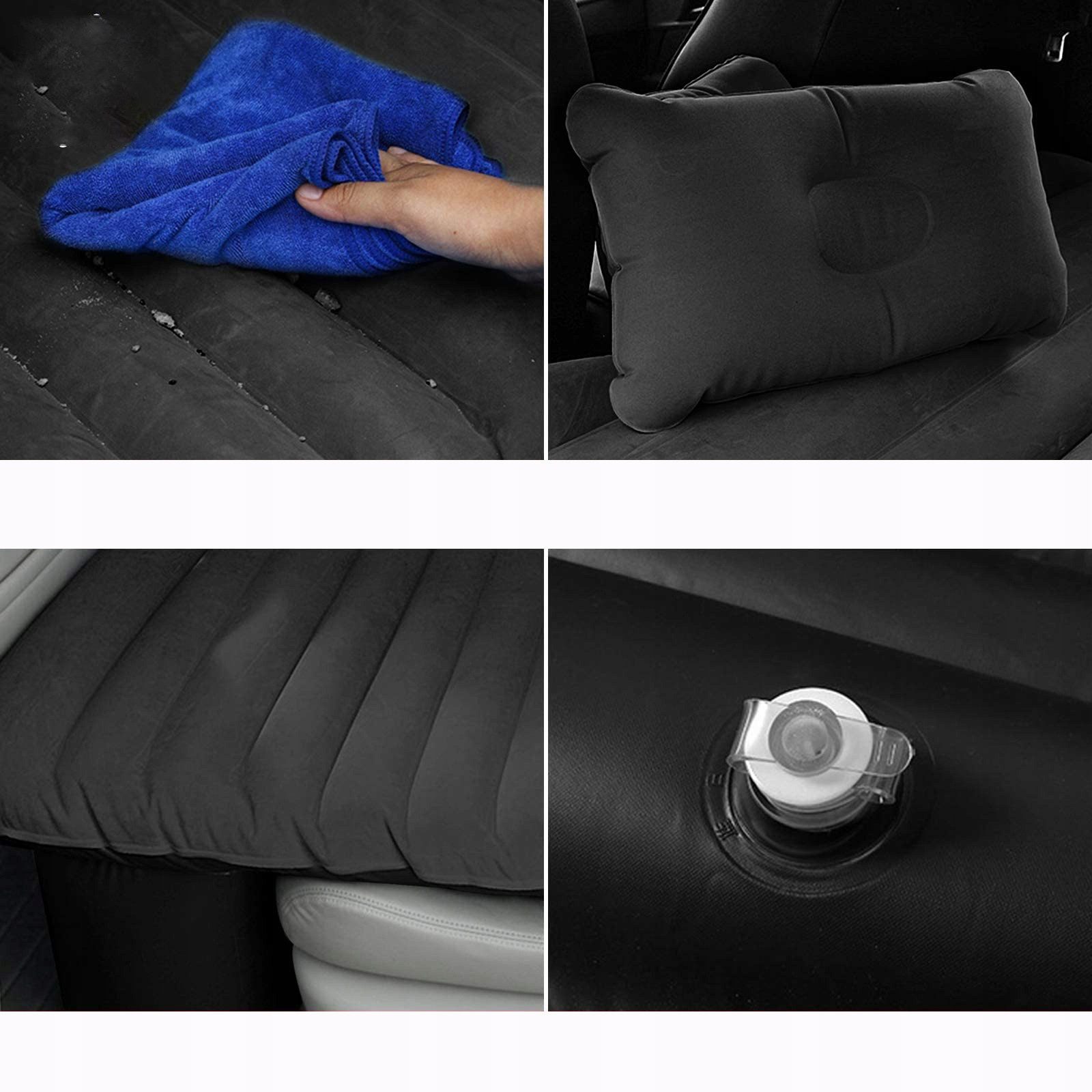 Ikonka Luftmatratze Auto Luftmatratze Rückbank Schlafen Pumpe schwarz 130×80 Campingbett, (Auto-Matratzen-Set mit elektrischer Pumpe für Rücksitz & Outdoor, Auto-Luftbett mit Pumpe, Kissen, Tragetasche – Reisekomplettset), Aufblasbares Auto Luftbett mit Pumpe – ideal für Reisen & Camping