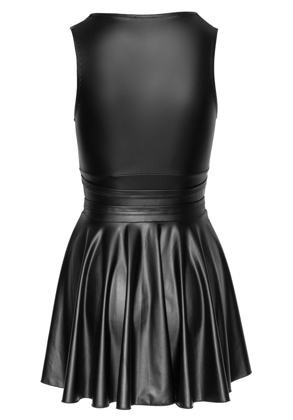Cottelli Collection Minikleid Wetlook Kleid - schwarz (1-tlg) Tailliertes Kleid im Mattlook