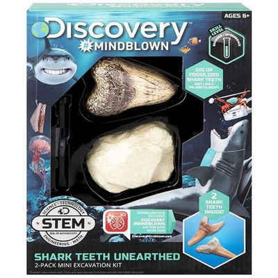 Discovery Kids Lernspielzeug Mini Ausgrabungsset Hai Zähne, Fossilien Forschungsset mit Meißel