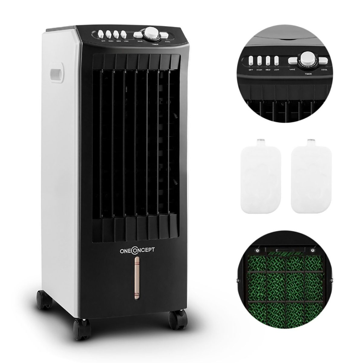 DOTMALL Kombigerät Luftbefeuchter und -reiniger 3-in-1 mobiler Luftkühler  Luftbefeuchter Luftreiniger Radiator65W