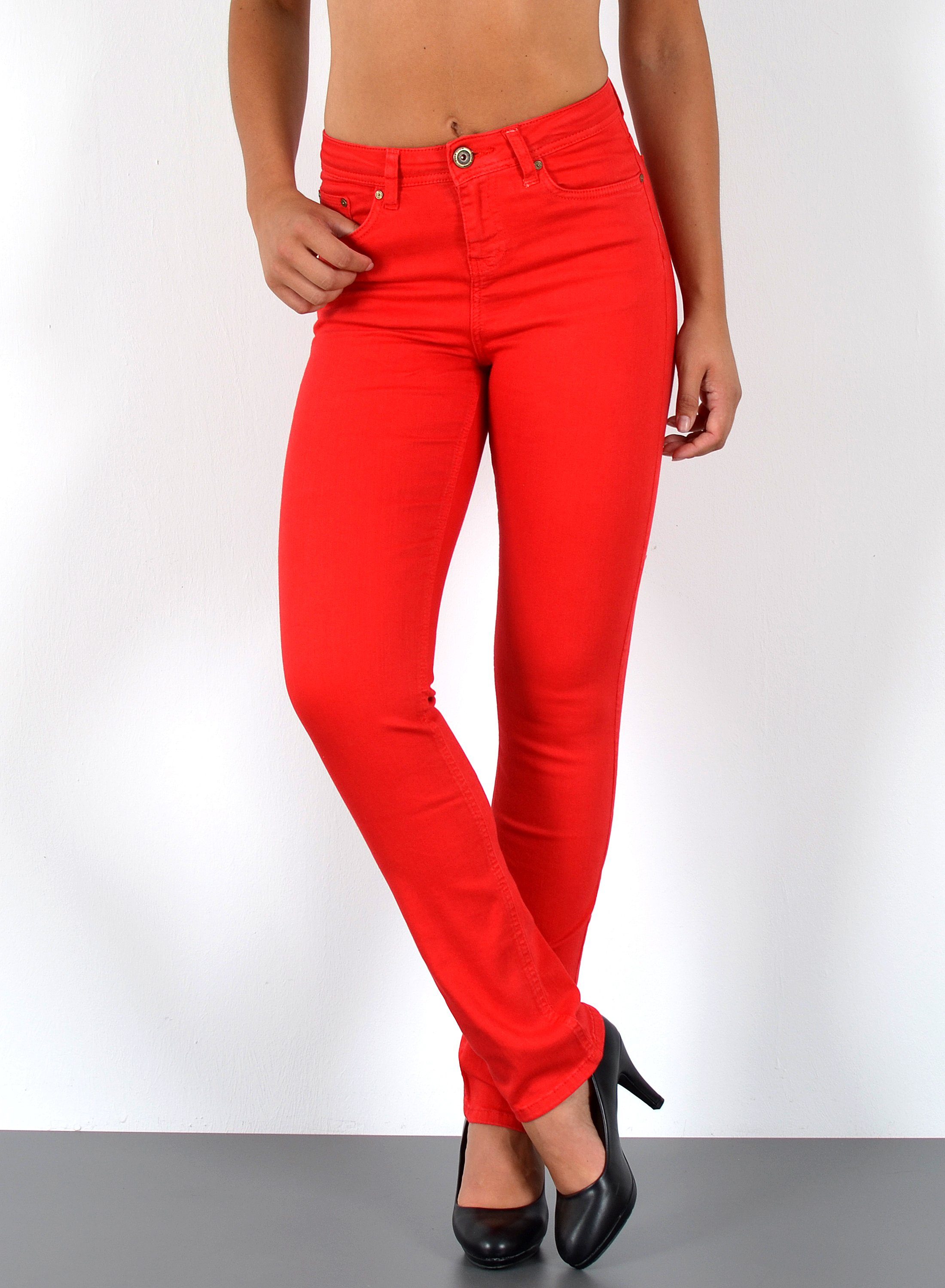 Straight-Jeans Stretch Jeans Straight Fit Damen Regular Hose High Waist Jeans G13