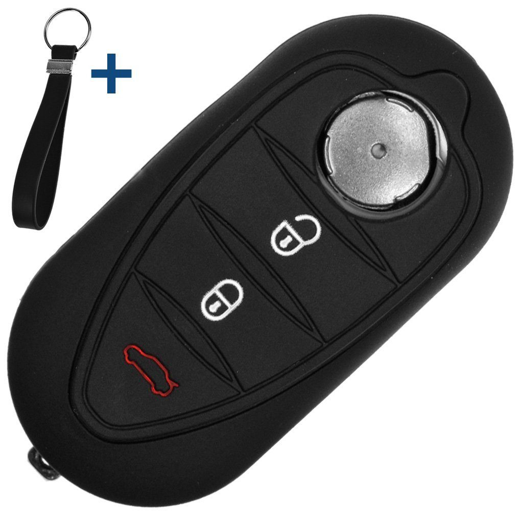 mt-key für Schlüsseltasche Giulietta Mito ab passendem Tasten Klappschlüssel 940 Romeo Schlüsselband, Autoschlüssel 2008 Schwarz Schutzhülle 4C mit Silikon ALFA 3