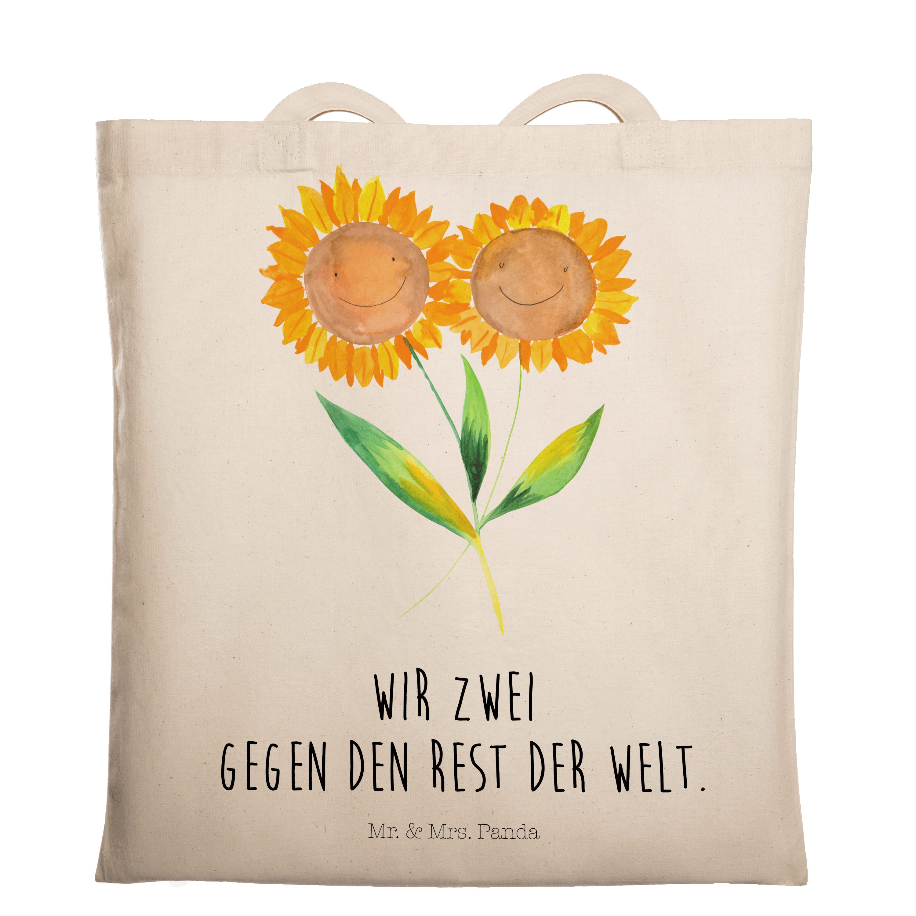 Panda Mr. Garten, - - Tragetasche Geschenk, Transparent (1-tlg) Sonnenblume Einkaufstasche, Sonnenb & Mrs.