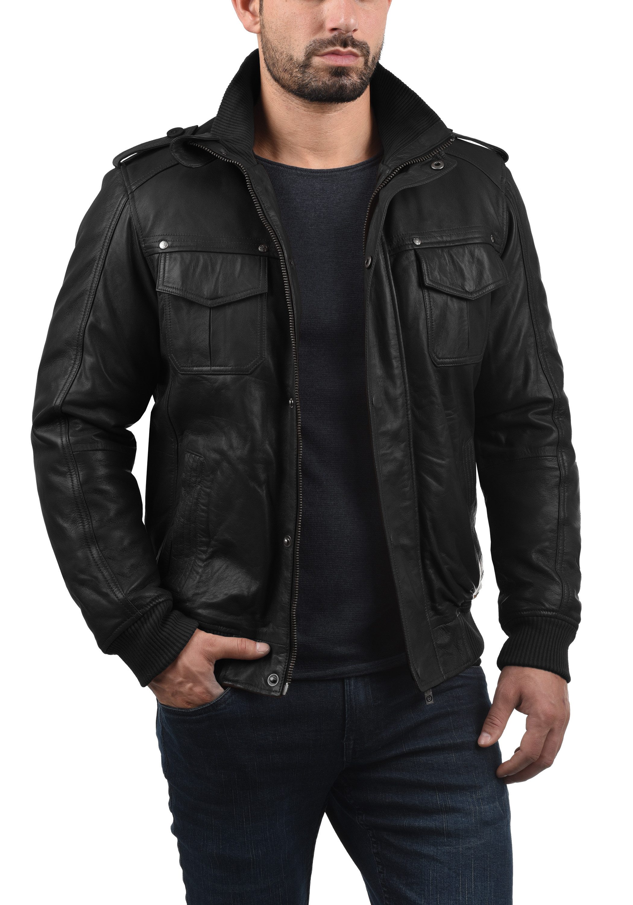 !Solid Lederjacke SDCamash Lässige Bikerjacke mit Stehkragen günstig online kaufen