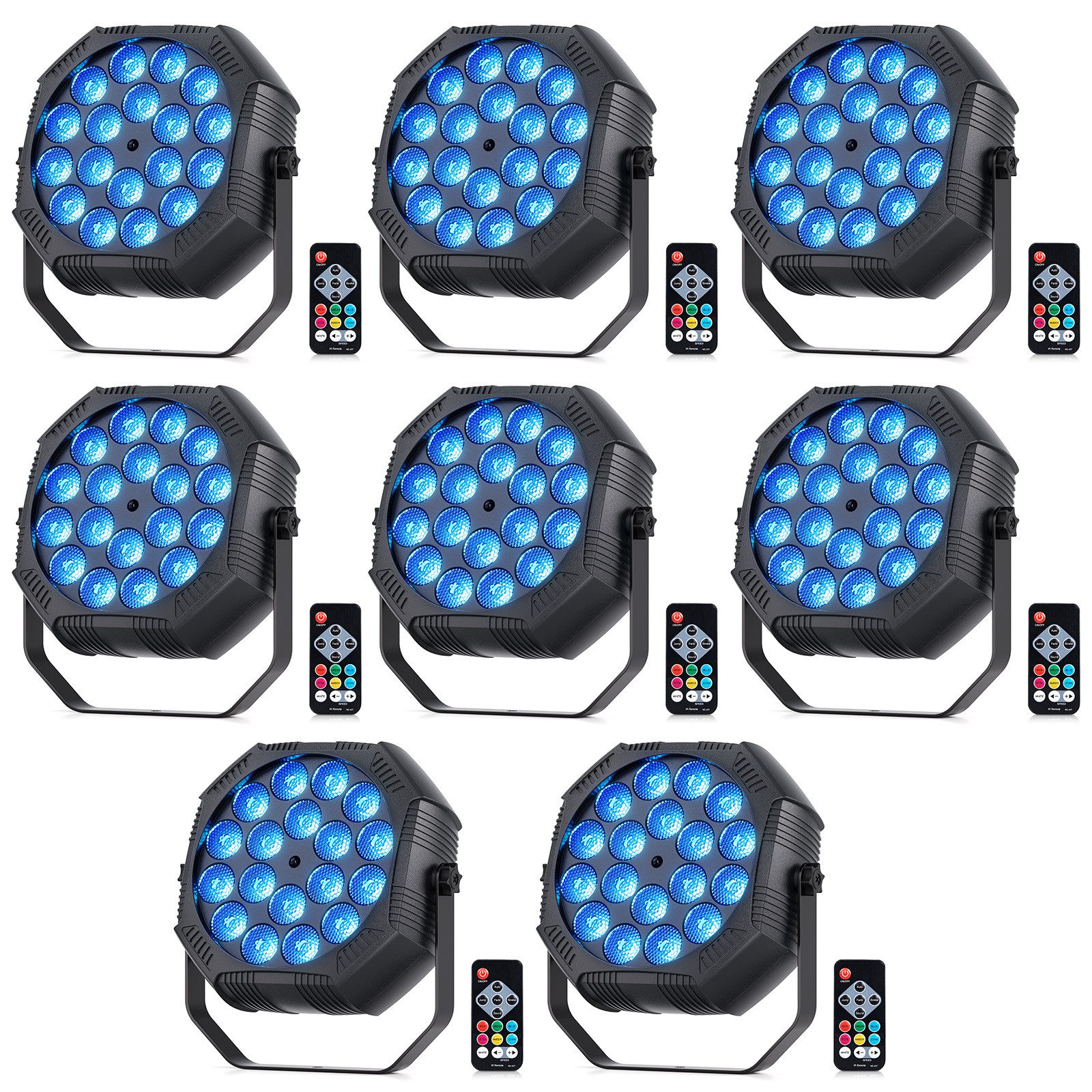 ZonQoonz Discolicht 18× 2W RGB Mini-Akku-PAR-Strahler – kabellos & wiederaufladbar