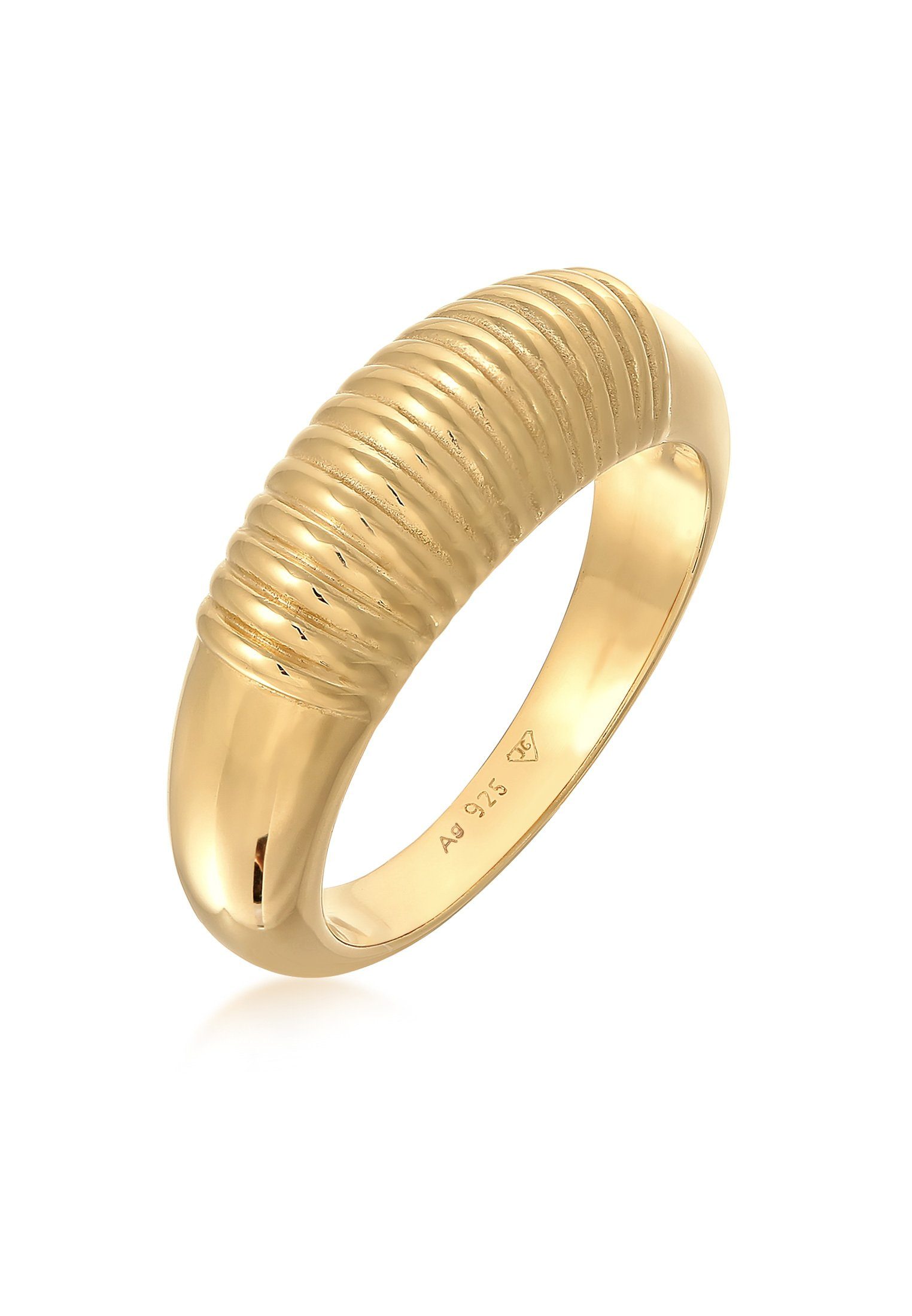 Elli Premium Fingerring Bandring Chunky Riffel Design 925 Ring günstig online kaufen