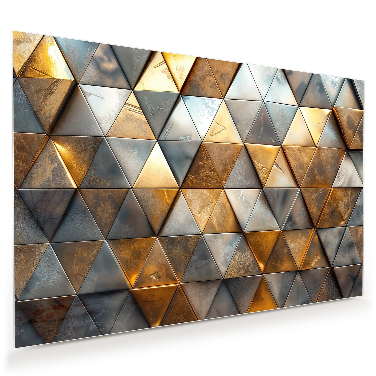 Primedeco Glasbild Wandbild Dreiecksmuster Wand mit Aufhängung, Muster (21 verschiedene Größen, 1 St), Elegante Aufhängung