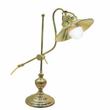 Linoows Tischleuchte Schreibtisch Lampe, maritime Messing Bankerlampe, ohne Leuchtmittel, Leuchtmittel abhängig, Tisch Leuchte, Kapitänslampe