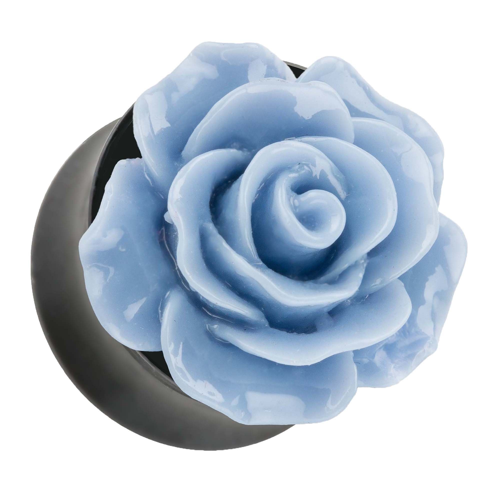 Plug in Rose Ohrpiercing Rose Hellblau, Plug Taffstyle Piercing Ohrpiercing Ohr Optik Tunnel 3D Flesh Piercing 3D in Optik