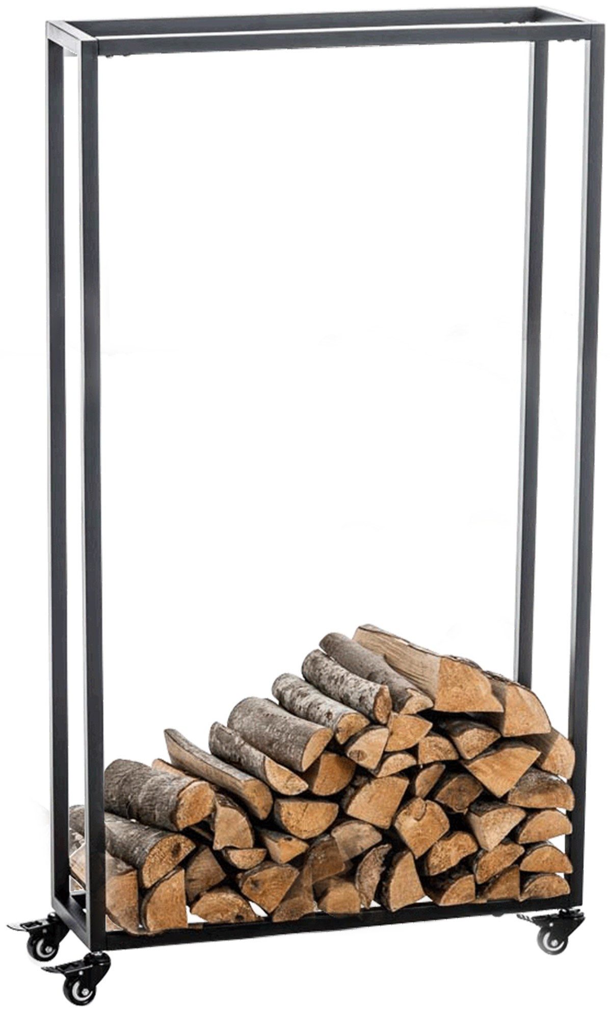 PROREGAL® Kaminholzregal Kaminholzständer BURNADO auf Rollen, BxTxH:60x25x150 cm