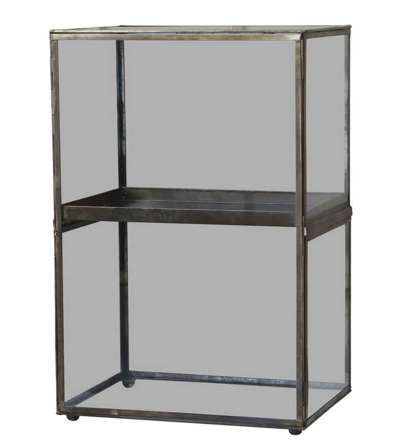 Chic Antique Glasvitrine Glasschrank Glasvitrine Vitrine Regal Glas Metall Messing Chic