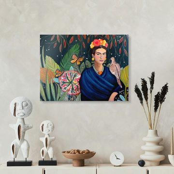 Posterlounge Acrylglasbild Sylvie Demers, Frida Kahlo mit Taube, Wohnzimmer Orientalisches Flair Malerei