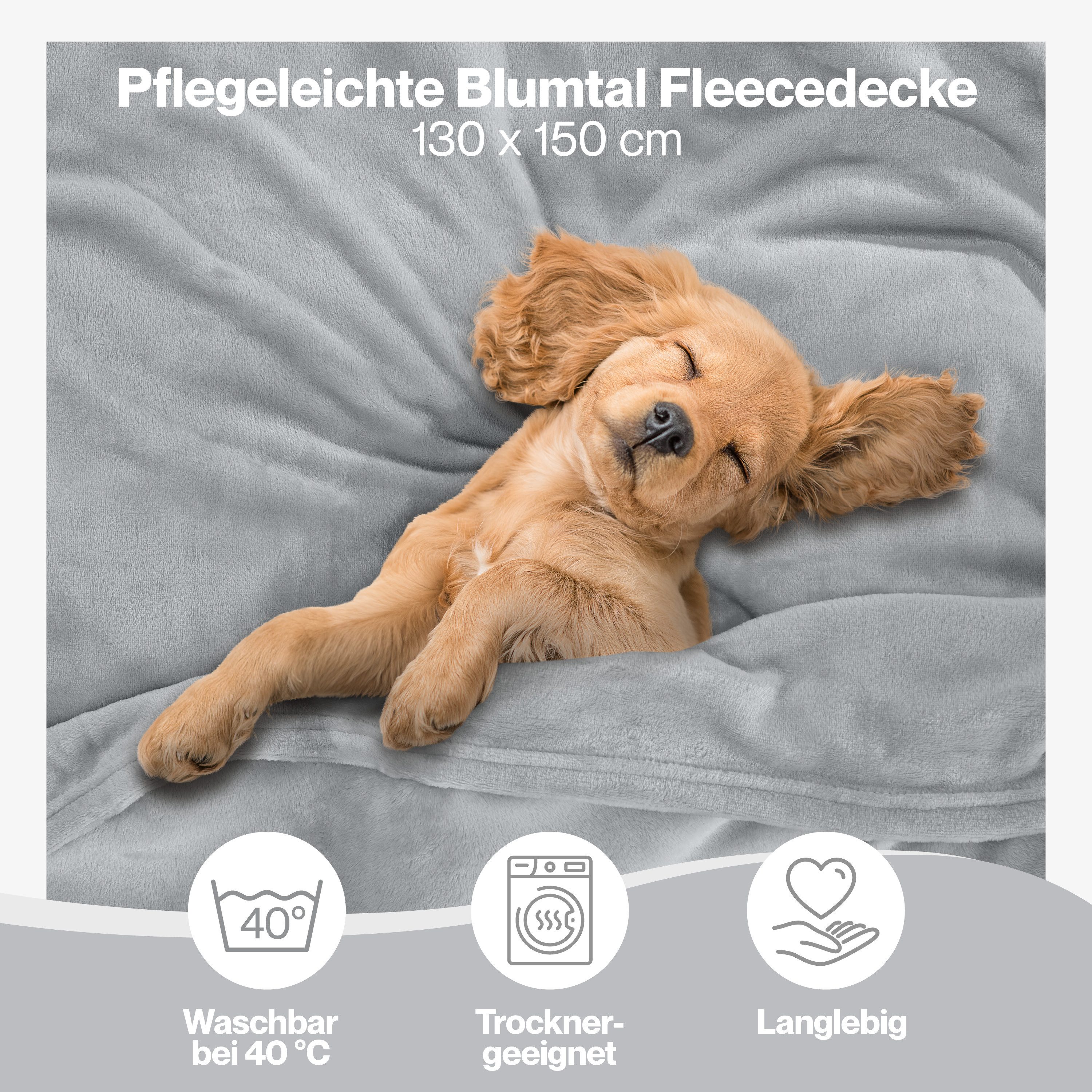 Wohndecke Kuschelige Fleecedecke, Oeko-Tex zertifizierte Decke, Blumtal