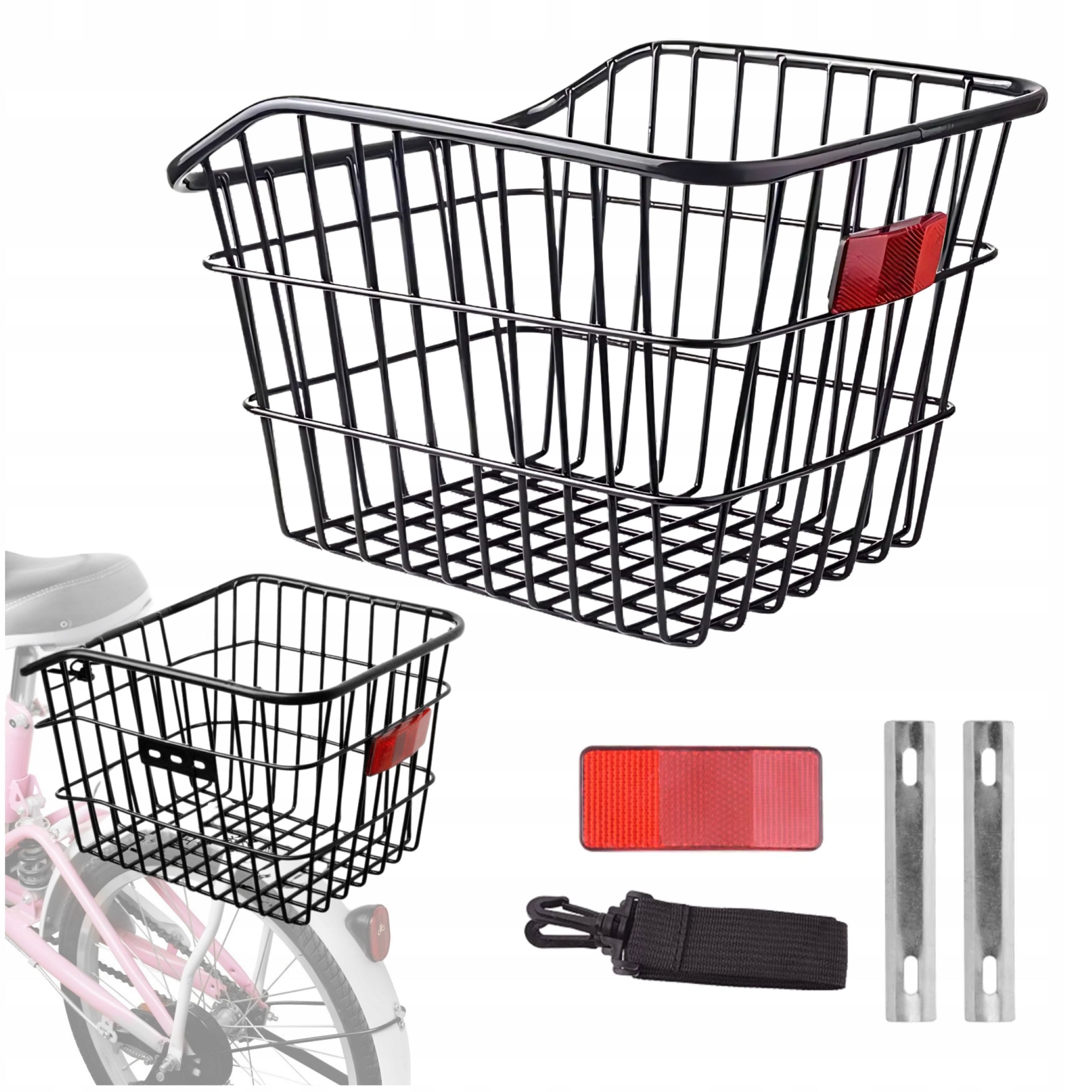 Festivalartikel Fahrradkorb Fahrradkorb Gepäckträger Hinten Metall mit Gurt Reflektor Set (1-tlg)