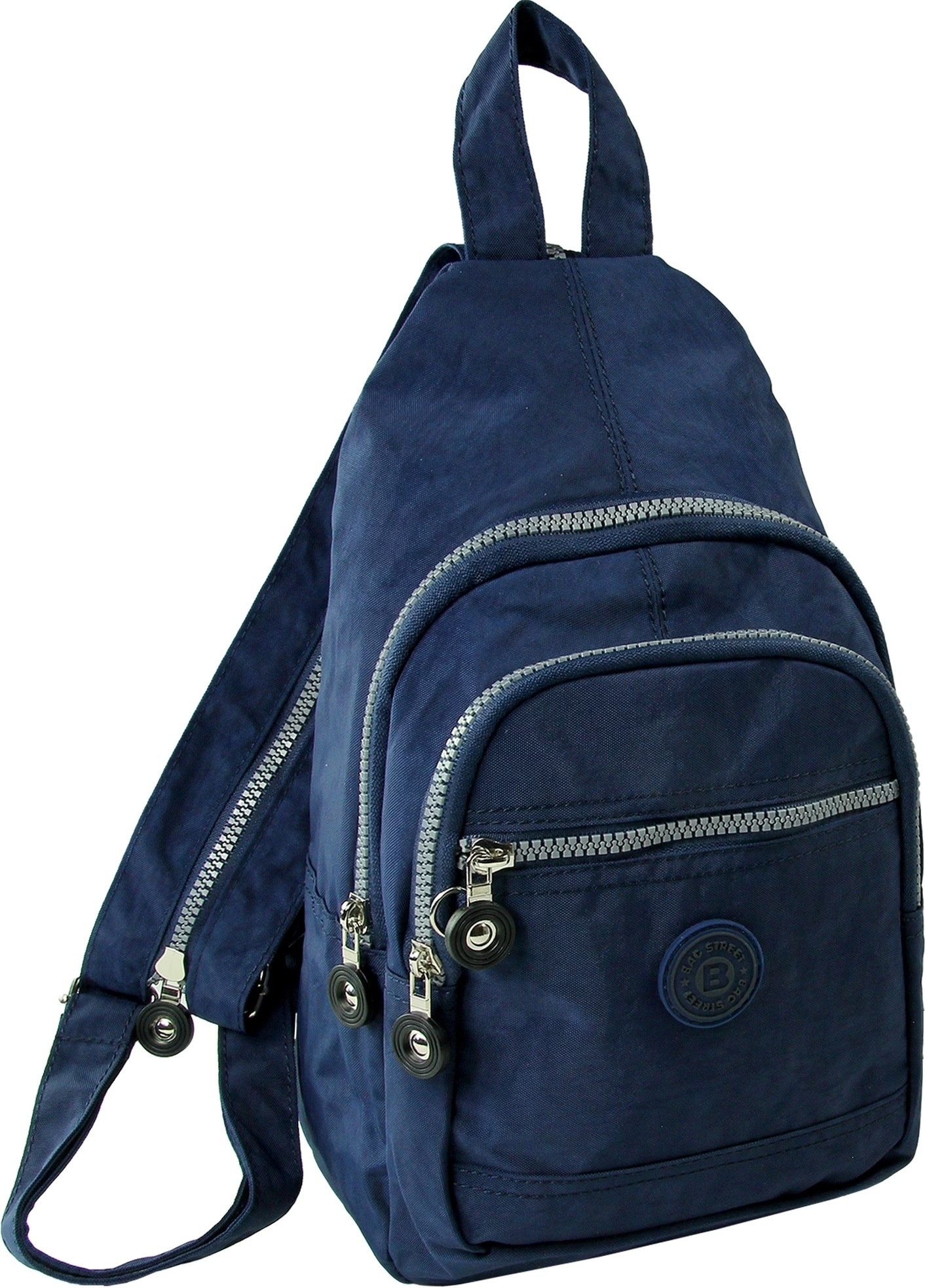 BAG STREET Freizeitrucksack Bag Street Rucksack Crinkle Nylon navy (Cityrucksack), Damen, Jugend Cityrucksack, Freizeitrucksack Nylon, blau ca. 35cm hoch