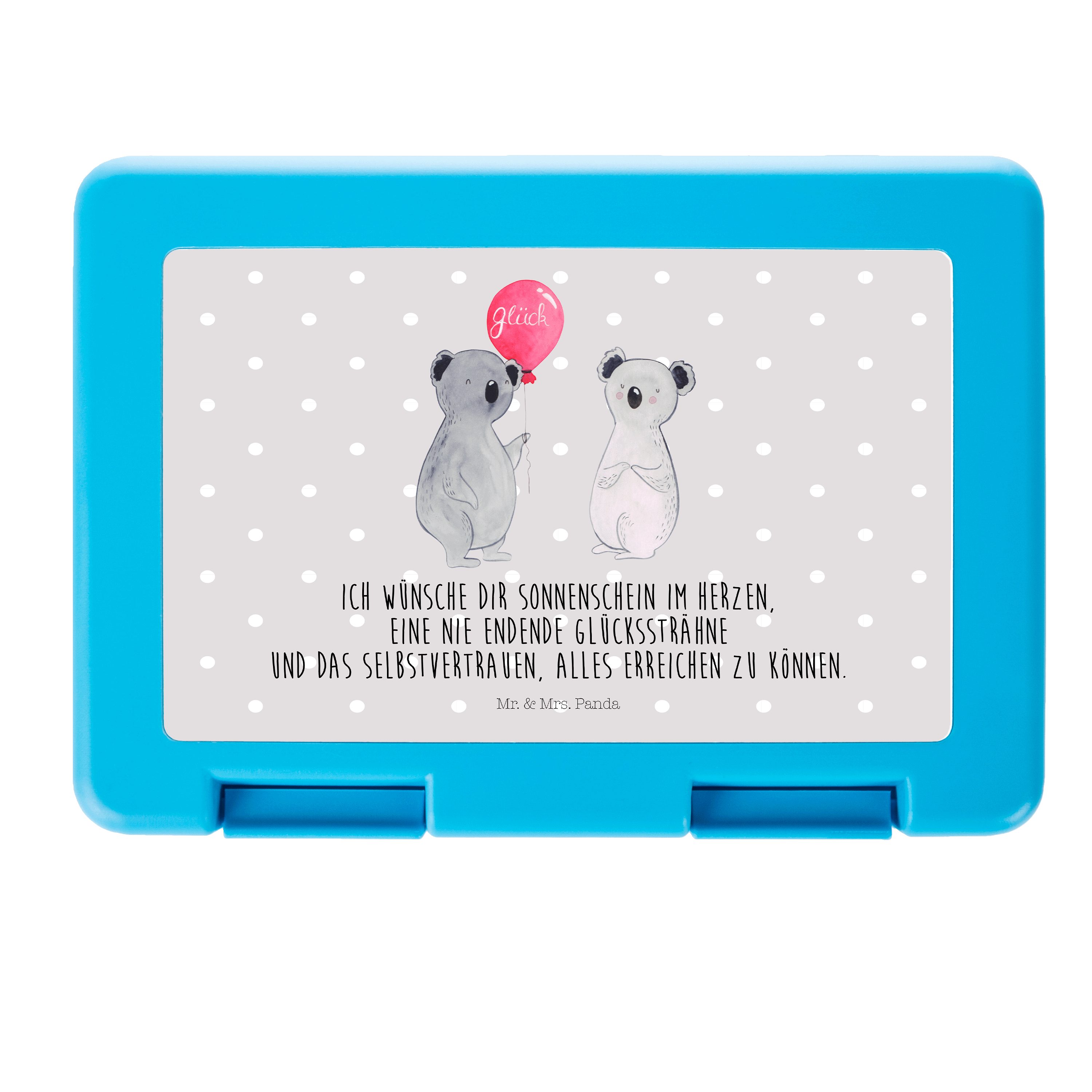 Mr. & Mrs. Panda Butterdose Koala Luftballon - Grau Pastell - Geschenk, Brotbox, Lunch box, Gebur, Premium Kunststoff, (1-tlg)