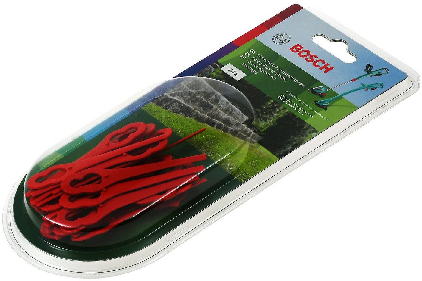 BOSCH Rasenmähermesser 24x Bosch Kunststoff-Ersatzmesser, Systemzubehör 26cm