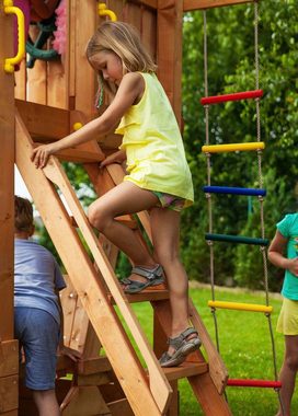 FUNGOO Spielturm MAXI SET FUN GYM, mit Schaukel & Rutsche, Klettererweiterung, Sandkasten